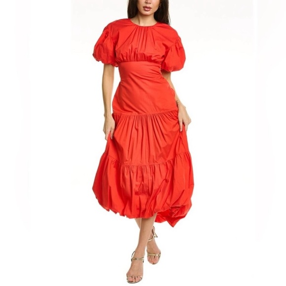 cinq a sept Dresses & Skirts - Cinq a Sept Chili Pepper Red Maisey Puff Sleeve Midi Dress